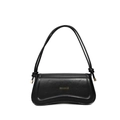 Classic black vintage flap underarm bag with gold logo and elegant shoulder strap - Black