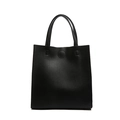 Bolso tote negro minimalista en cuero con silueta vertical y asas superiores dobles - Negro