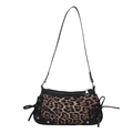 Chic leopard print crescent underarm bag with black leather trim and bow details - Leopard Print Black