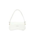 Minimalist white leather hobo bag with smooth curved bottom and knot detail - White