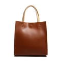 Borsa tote marrone scuro minimalista con grande capacità e cuciture di alta qualità - Marrone