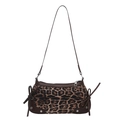 Elegante borsa baguette leopardata con finiture in pelle marrone e fiocco laterale - Leopardo Caffè