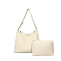 Creamy beige tote bag set with adjustable shoulder strap and matching pouch - Off White