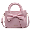 Sac seau rose pour femme avec grand nœud élégant et bandoulière réglable pratique - Rose