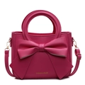 Rose red bow tote bag with circular handle and adjustable shoulder strap for women - Rose Pink
