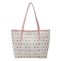 Grande borsa tote bianca con stampa orsetto e tracolle in pelle rosa in coordinato - Stile Cuore