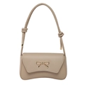 Elegante bolso baguette albaricoque con lazo dorado y correa de hombro de moda - Caqui