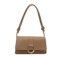 Borsa a tracolla marrone goffrata coccodrillo con fibbia a U dorata di tendenza - Cachi