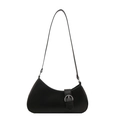 Borsa a spalla nera minimalista con fibbia argentata vintage e cinturino - Nero