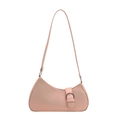 Borsa rosa a mezzaluna in pelle PU con fibbia metallica decorativa per donna elegante - Rosa