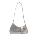 Silbermatte PU-Hobo-Schultertasche mit verstellbarem Riemen und Metallschnallendetail - Silber