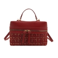 Sac bandoulière chic en tweed et cuir rouge avec poignée et détails dorés - Rouge