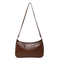 Retro brown PU leather underarm bag with silver bow accent and floral zipper charm - Brown