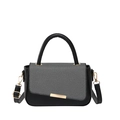 Elegante borsa a mano da donna patchwork nero e grigio con tracolla e dettagli metallici dorati - Nero (2167)