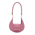Elegante borsa a tracolla rosa a mezzaluna per donna con fiocco dorato e manico alto - Rosa