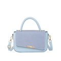 Elegante borsa azzurra con patta a righe e raffinati dettagli in metallo dorato per donna - Blu (2167)