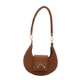 Borsa a mezzaluna marrone minimalista con elegante decorazione a fiocco in metallo - Marrone