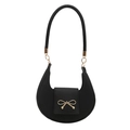 Elegante borsa sottobraccio a mezzaluna nera con fiocco dorato decorativo da donna - Nero