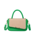 Elegante borsa a mano verde 2025 da donna con patta beige testurizzata e dettagli dorati - Verde (2167)