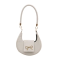 Borsa a mezzaluna bianca minimalista con fiocco dorato variante - Bianco