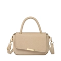 Elegante borsa a mano beige con patta testurizzata e manico superiore da ufficio - Cachi (2167)