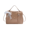 Sac messager vintage beige avec accessoire élégant en perles et nœud en dentelle blanche - Kaki (Avec Pendentif)