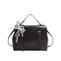 Sac à main vintage marron foncé avec élégant nœud en perles et dentelle et poignée. - Café (Avec Pendentif)