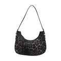 Stilvolle Hobo-Tasche mit Leopardenmuster, sichelförmig und mit schwarzem Schultergurt - Braun