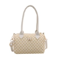 Witte Boston tas met gele bloemenprint, 3D vlinderdetail en goudkleurige hardware - Wit