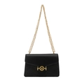 Bolso bandolera negro para mujer con hebilla M dorada, cadena y diseño cuadrado con grabado - Negro