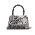 Borsa a tracolla alla moda con stampa a serpente, fiocco argento e catenella - Bianco
