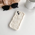 Close-up of wavy cream phone case with 3D resin hearts, bows, and glitter accents - Butterfly Three Hearts Style - White / iPhone 7/8/SE 2020