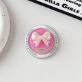 Detailed view of 3D pink bow magnetic phone grip holder with decorative text - Rose Red