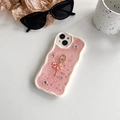 Vue détaillée de la ballerine en strass 3D sur coque iPhone à paillettes roses - iPhone 11Promax / Coque Crème - Paillettes Brillantes - Fille de Danse en Strass
