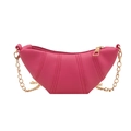 Sac bandoulière croissant rose fuchsia avec surpiqûres et chaîne dorée chic - Rose rose