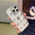 Detail of glitter iPhone case with colorful 3D butterflies and sparkling silver dust - Butterfly (iPhone 7/8/SE 2020) / Transparent Glitter