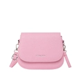 Pink minimalist knit texture saddle bag for women with silver buckle and adjustable strap - Pink
