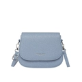 Borsa a sella in denim celeste con tracolla regolabile e dettagli metallici argento - Blu