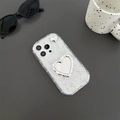 Stylische glitzernde iPhone Hülle mit herzförmigem Spiegel und Pailletten-Detail - Cream Heart Mirror / 7/8/SE 2020