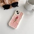 Details zur rosa Tulpen-Hülle mit Perlen-Schleifen und Glitzer-Rückseite für iPhone - Gebrochenes Weiß / iPhone 7/8/SE 2020