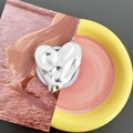 Detailed view of silver heart lava-textured magnetic phone grip on a ceramic tray - Transparent Magnetic Lava Heart Silver