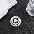 Detail of silver heart MagSafe phone grip with Gift For You text on black paper background - Circle Epoxy - Glitter Heart - Silver
