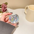 Makro-Detail der Laser-Herz-Handyhalterung mit Gift For You-Aufdruck auf Acryl - Holografischer Herz-Stil (Gift For You)