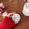 Close-up of heart pearl magnetic phone socket with Gift For You print on red sweater background - Irregular Ring Transparent Heart Pearl