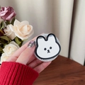 Close-up of cute rabbit-shaped phone grip with mirror and Gift For You text detail - Magnetic Rabbit Holder - Black
