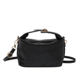 Borsa a tracolla alla moda in pelle nera con patchwork unico e fibbia in metallo dorato - Nero