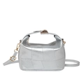 Borsa a tracolla argento metallizzato con design patchwork e dettagli dorati - Argento
