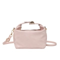 Borsa a tracolla in pelle patchwork rosa pallido con fibbia dorata e cinturino - Rosa