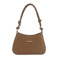 Latte brown crocodile pattern shoulder bag with knotted strap and gold hardware - Khaki