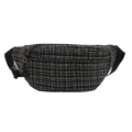 Modische schwarz-weiß karierte Tweed-Gürteltasche mit verstellbarem Riemen auf weißem Grund - Schwarz